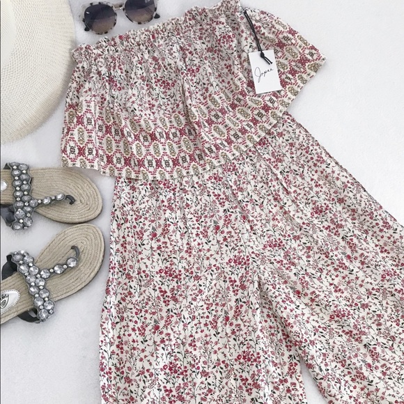 Japna | Floral Strapless Crop Jumpsuit | XS - Picture 1 of 13